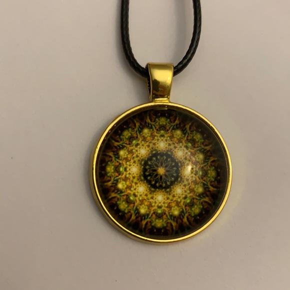 • LAST CHANCE• Handmade Mandala Cabochon Pendant Necklace - Picture 3 of 5